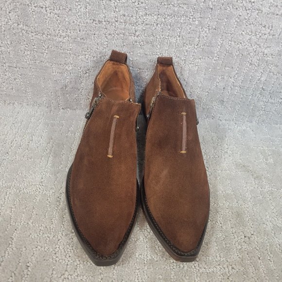 Frye Sacha Moto Shootie Brown Suede Side Zip Bootie Women's Size US 6.5B, 7.5B - Picture 3 of 11